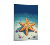 hjkhjt Animal Poster A Starfish on Ocean Floor Poster Wall Art Canvas Aesthetic Cover Painting for Living Room Bed Room 24x36inch(60x90cm) Frame-style