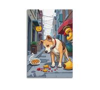 hjkhjt Animal Poster A Street Dog Searching Food Poster Wall Art Canvas Aesthetic Cover Painting for Living Room Bed Room 12x18inch(30x45cm) Unframe-style
