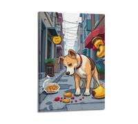 hjkhjt Animal Poster A Street Dog Searching Food Poster Wall Art Canvas Aesthetic Cover Painting for Living Room Bed Room 24x36inch(60x90cm) Frame-style