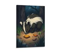 hjkhjt Animal Poster A Striped Skunk Searching for Food at Night Poster Wall Art Canvas Aesthetic Cover Painting for Living Room Bed Room 20x30inch(50x75cm) Frame-style