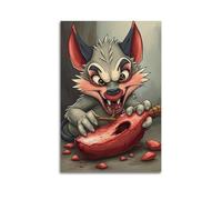 hjkhjt Animal Poster A Tasmanian Devil Eating Carcass Poster Wall Art Canvas Aesthetic Cover Painting for Living Room Bed Room 12x18inch(30x45cm) Unframe-style