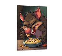 hjkhjt Animal Poster A Tasmanian Devil Eating Its Food Noisily Poster Wall Art Canvas Aesthetic Cover Painting for Living Room Bed Room 12x18inch(30x45cm) Frame-style