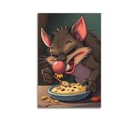 hjkhjt Animal Poster A Tasmanian Devil Eating Its Food Noisily Poster Wall Art Canvas Aesthetic Cover Painting for Living Room Bed Room 16x24inch(40x60cm) Unframe-style