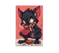 hjkhjt Animal Poster A Tasmanian Devil Eating Meat Poster Wall Art Canvas Aesthetic Cover Painting for Living Room Bed Room 16x24inch(40x60cm) Unframe-style