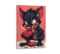 hjkhjt Animal Poster A Tasmanian Devil Eating Meat Poster Wall Art Canvas Aesthetic Cover Painting for Living Room Bed Room 24x36inch(60x90cm) Frame-style