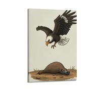 hjkhjt Animal Poster A Vulture Circling Dead Animal Poster Wall Art Canvas Aesthetic Cover Painting for Living Room Bed Room 24x36inch(60x90cm) Frame-style