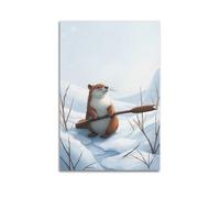 hjkhjt Animal Poster A Weasel Hunting in The Winter Snow Poster Wall Art Canvas Aesthetic Cover Painting for Living Room Bed Room 20x30inch(50x75cm) Unframe-style