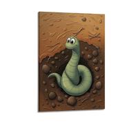 hjkhjt Animal Poster A Worm Wriggling in The Rich Soil Poster Wall Art Canvas Aesthetic Cover Painting for Living Room Bed Room 08x12inch(20x30cm) Frame-style