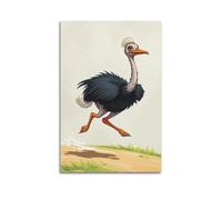 hjkhjt Animal Poster An Ostrich Running Faster Than A Horse Poster Wall Art Canvas Aesthetic Cover Painting for Living Room Bed Room 16x24inch(40x60cm) Unframe-style