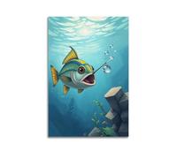 hjkhjt Animal Poster Archerfish Shooting Water Droplet Poster Wall Art Canvas Aesthetic Cover Painting for Living Room Bed Room 24x36inch(60x90cm) Unframe-style