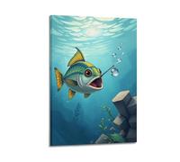 hjkhjt Animal Poster Archerfish Shooting Water Droplet Poster Wall Art Canvas Aesthetic Cover Painting for Living Room Bed Room 24x36inch(60x90cm) Frame-style