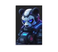 hjkhjt Animal Poster Cyberpunk Mechanical Panda Glowing Neon Parts Poster Wall Art Canvas Aesthetic Cover Painting for Living Room Bed Room 12x18inch(30x45cm) Unframe-style