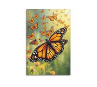 hjkhjt Animal Poster Monarch Butterfly Migration Flock Poster Wall Art Canvas Aesthetic Cover Painting for Living Room Bed Room 24x36inch(60x90cm) Unframe-style