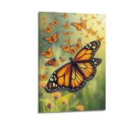 hjkhjt Animal Poster Monarch Butterfly Migration Flock Poster Wall Art Canvas Aesthetic Cover Painting for Living Room Bed Room 08x12inch(20x30cm) Frame-style