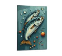 hjkhjt Animal Poster School of Shimmering Sardines Poster Wall Art Canvas Aesthetic Cover Painting for Living Room Bed Room 08x12inch(20x30cm) Frame-style