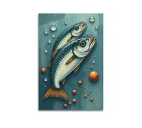 hjkhjt Animal Poster School of Shimmering Sardines Poster Wall Art Canvas Aesthetic Cover Painting for Living Room Bed Room 12x18inch(30x45cm) Unframe-style