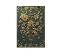 hjkhjt Golden Flowers with Blue Gems on Teal Poster Wall Art Canvas Aesthetic Cover Painting for Living Room Bed Room 12x18inch(30x45cm) Unframe-style
