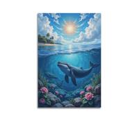 hjkhjt Whale Songs Echo Far Away Poster Wall Art Canvas Aesthetic Cover Painting for Living Room Bed Room 12x18inch(30x45cm) Unframe-style