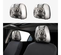 HJKJKKJ Car Headrest Cover 2PCS Personalized Light Gray Squirrel Headrest Covers for Car Waterproof Head Rest Covers Universal Cars Headrest Protector Elastic Dust Cover for Most Cars