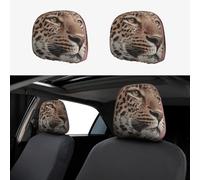 HJKJKKJ Car Headrest Cover 2PCS Personalized Pink Leopard Headrest Covers for Car Waterproof Head Rest Covers Universal Cars Headrest Protector Elastic Dust Cover for Most Cars