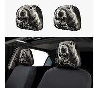 HJKJKKJ Car Headrest Cover 2PCS Personalized Squirrel Opens Its Mouth Headrest Covers for Car Waterproof Head Rest Covers Universal Cars Headrest Protector Elastic Dust Cover for Most Cars
