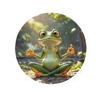 HJKJKKJ Table Cloth 152 CM Spill-Proof Kitchen Tablecloths Cute Funny Frog Doing Yoga Table Cloth for Round Farmhouse Table Cover Wrinkle Free Decorative Table Cover for Dining Party Buffet Wedding