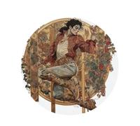 HJKJKKJ Table Cloth 152 CM Spill-Proof Kitchen Tablecloths Michael Jackson Table Cloth for Round Farmhouse Table Cover Wrinkle Free Decorative Table Cover for Dining Party Buffet Wedding