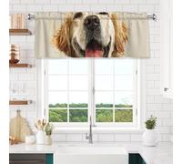 HJKJKKJ Window Valance 137x16 CM Kitchen Curtains Funny Golden Retriever Valances for Windows Vintage Short Window Curtains Farmhouse Rod Pocket Decorative Curtain Valance for Bedroom Bathroom