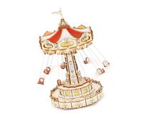 HJKLBGT Swing Ride DIY Music Box Building Block Amusement Park Series For Adults Gift Easy Assembly 3D Wooden Puzzle Kits Music Box