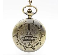 HJKLO Pocket Watch Retro Vintage Bronze Bill Cipher Gravity Falls Quartz Analog Pendant Necklace Men Women Watches Chain Gift, Bronze