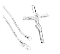 HJLJKG 925 Sterling Silver Snake Chain Crucifix Necklace Men, 18-30 Inch Cross With Jesus On It - Pendant For Christmas Thanksgiving s