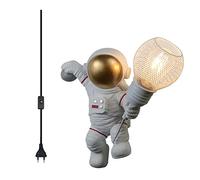 HJLJKG Astronaut Wall Lamp Creative Resin Wall for Children's Room with Plug Lighting Fixture for Boys Girls Bedroom Christmas Atmosphere Lamp,Black (Color : White)