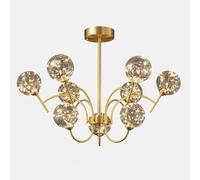 HJLJKG chandelier - Light Luxury Chandelier Light Mid-Century Gold Pendant Light Fixtures Full Stars Copper Pendant Lamps Tricolor Dimming Hanging Light Fixtures Compatible with Dining Room Living