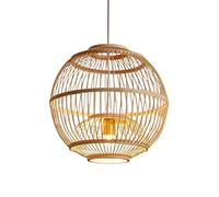 HJLJKG chandelier Woven Pendant Lamp Natural LampShade Handwoven Hollow Wicker Birdcage Chandelier Chinese- Restaurant Rattan Lighting Compatible with Living Dining Room Hallway Stairway