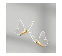 HJLJKG Dimmable Girls Bedroom Butterfly Chandelier, 12W Purple Pink Acrylic Shade Pendant Light Fixture, Gold Hanging Ceiling Lamp for Staircase, Kitchen, Dining Table, and Kids Room(7.87in(B))