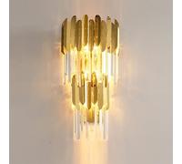 HJLJKG Elegant Crystal Wall Light, Gold Finish Wall, K9 Crystal Drops Shade Wall Lamp Bedroom Living Room Lighting Wall Mounted Lights Bedside Indoor Wall Lamp, 60 * 30cm