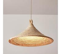 HJLJKG Farmhouse Dining Room Pendant Light Vintage Natural Rattan Dome Kitchen Island Hanging Lamp Rustic Japanese Style Straw Hat Living Room Chandelier For Study Dining Table