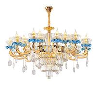 HJLJKG Hanging Lamp, American-style Candle Chandelier Light K9 Round Luxury Chandelier Flower Shape with Transparent glass lampshade Flush Mount Chandeliers for Dining Room Living Room Bedroom