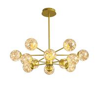 HJLJKG Hanging Lamp, Sputnik Chandelier Light Fixture,Brushed Brass Ceiling Light Fixture,LED Pendant Lighting for Dining Room,Bedroom,Living Room,Kitchen,Home(Warm Light,12 lights)