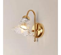 HJLJKG Minimalist Glass Wall Shade Nordic Flower Indoor Metal Wall Mount Light Home Golden Bathroom Balcony Wall Lamp Fixture for Bedroom Living Room Hallway Bedside