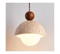 HJLJKG Nordic Pendant Lights, Natural Stone Cylinder Chandelier, Rustic Wood Industrial Hanging Light for Dining Room, Kitchen Island and Bedroom(Walnut Wood)