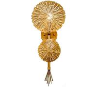 HJLJKG Nordic Post- Wall Light, Gold Metal, Flush Mounted Wall Lamp, Creative Leaf Shape, Indoor Decor Light Fixture for Living Room Bedroom Restaurant Hallway, Base