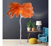HJLJKG Ostrich Feather Floor Lamp, Standing Bedside Lamps with 3 Color Light Dimmable, Silver Resin Art Decorative Floor Lamp with Foot Switch, for Bedrooms Dining Room Living Room