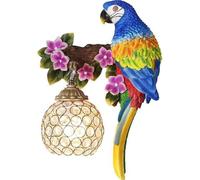 HJLJKG Parrot Wall Lamp, Unique Resin Mirror Front Light Fixture Bedroom Beside Wall Light Farmhouse Resin Crystal Wall Mounted Lamp- Right