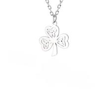 HJLJKG Patricks Day Necklaces, 925 Sterling Silver Shamrock Lucky Necklace Three Leaf Heart Trinity Knot Irish Patrick Symbol Charm Religious Amulet - Green Beads Day,
