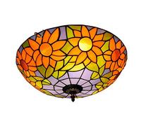 HJLJKG Style Stained Glass Chandeliers 40CM American Blue Sun Flower Retro Stained galss Ceiling Lamp Aisle Corridor Balcony Foyer Bedroom Ceiling Light