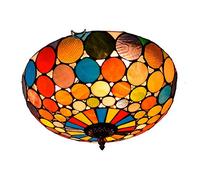 HJLJKG Style Stained Glass Chandeliers 40cm Colorful Dot Retro Colored Glass Aisle Corridor Balcony Foyer Bedroom Ceiling Light