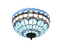 HJLJKG Style Stained Glass Chandeliers 40CM Style Stained galss Ceiling Lamp Mediterranean Blue Glass Fixture Indoor Ceiling Lamps and Lanterns for Bedroom Aisle Balcony Kitchen