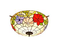 HJLJKG Style Stained Glass Chandeliers 65CM Creative Stained Glass Ceiling lamp Living Room Restaurant Bar Bedroom Art Half Ceiling Light Morning Glory
