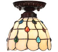 HJLJKG Style Stained Glass Chandeliers 7" Ceiling Light Minimalist Style Balcony Light Corridor Light Colored Beads